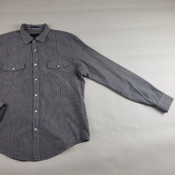 Ted Baker London Button Up Shirt Mens US XXL 6 Black Checker Long Sleeve Collar - Picture 5 of 11